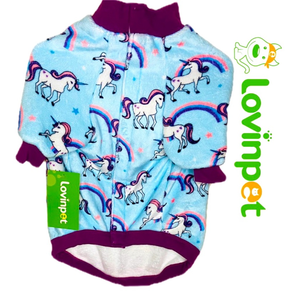 LOVINPET Soft&Cozy LightweightFlannel In MagicalUnicorn Rainbow SzM